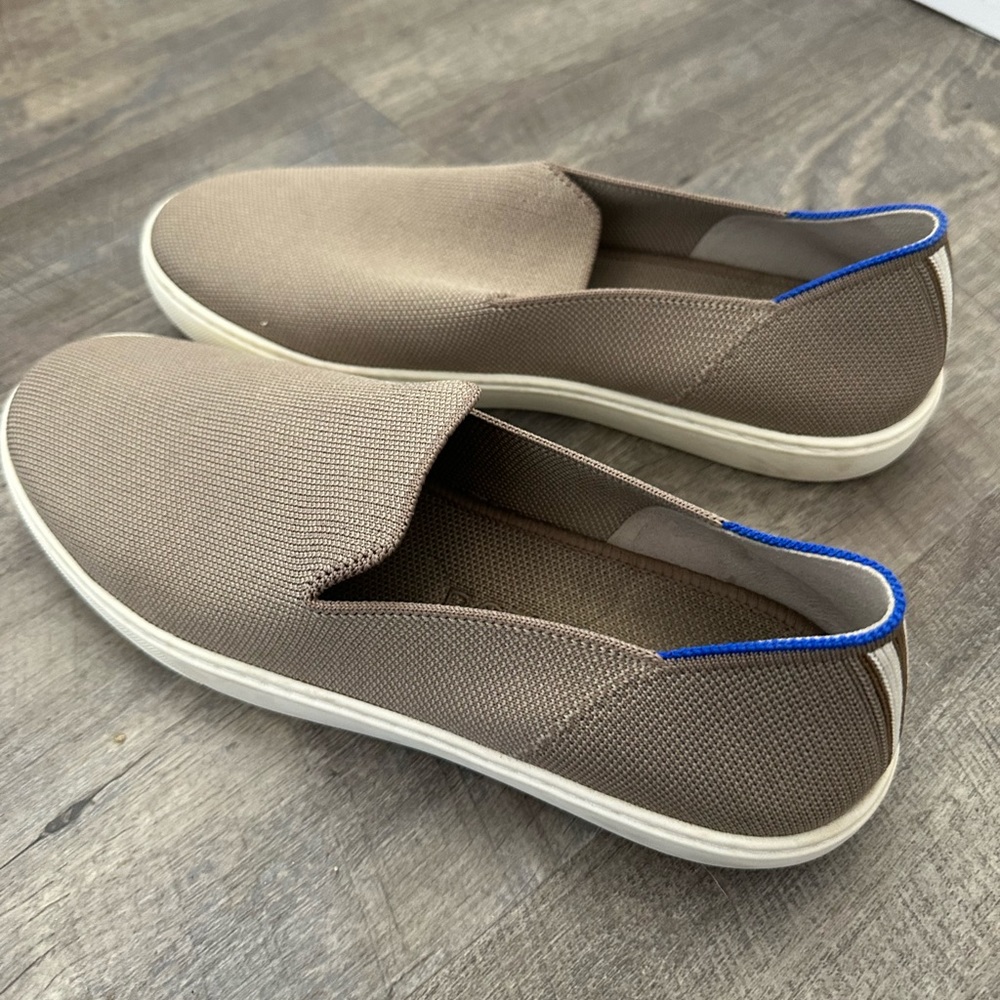 Rothy's Brown Slip-On Sneakers with Blue Accent